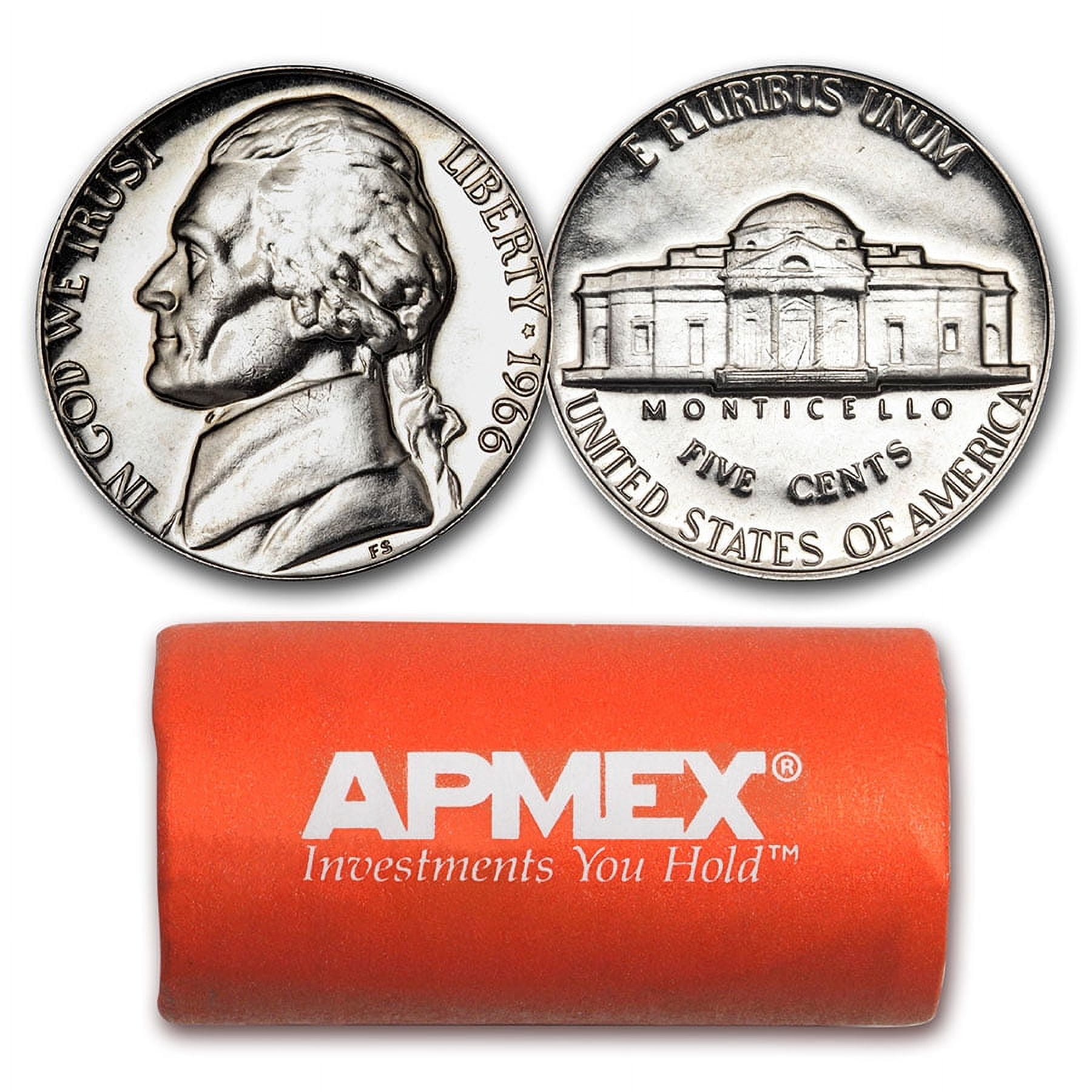 1966 Jefferson Nickel 40-Coin Roll SMS