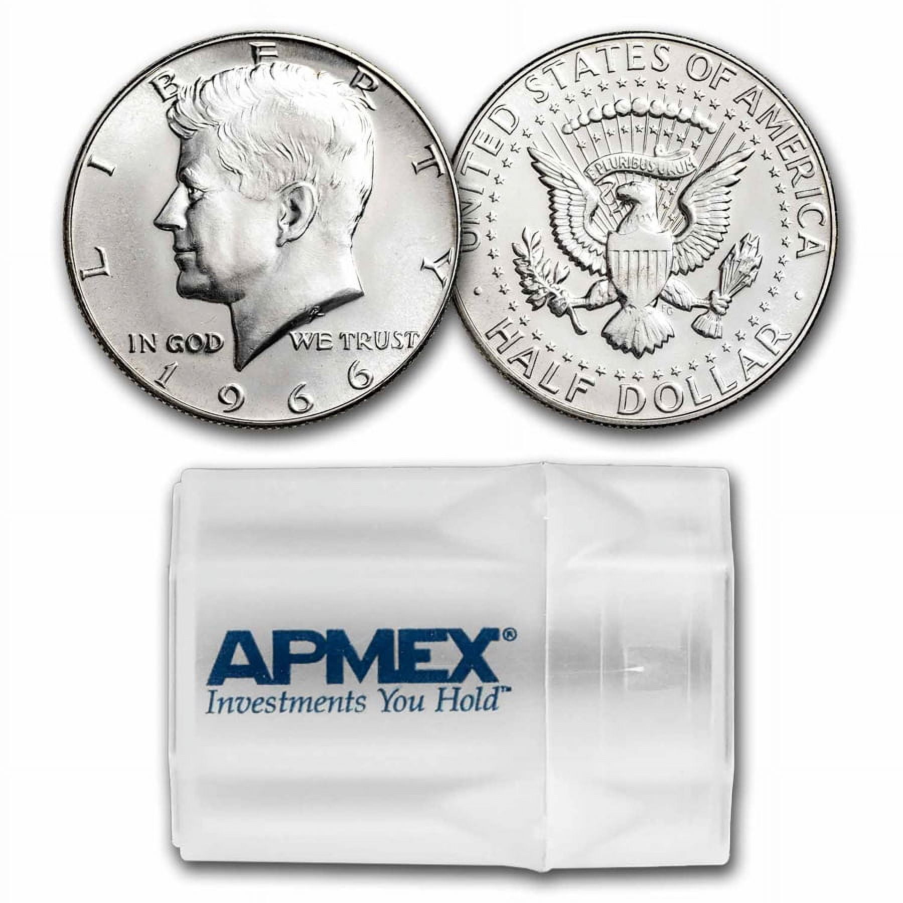 U.S. Mint 1966 Kennedy Half Dollar Roll, SMS Coins, 40% Silver 