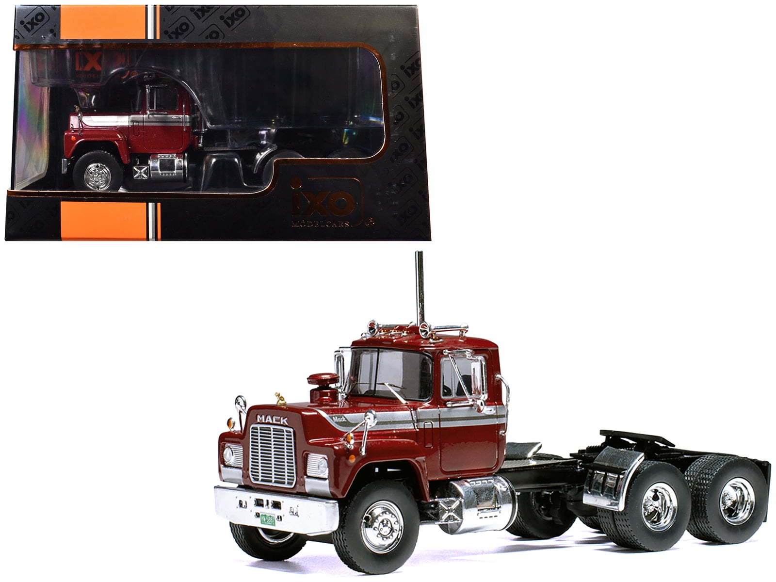 1966 Mack R-Series Truck Tractor Dark Red Metallic with Silver Stripes ...