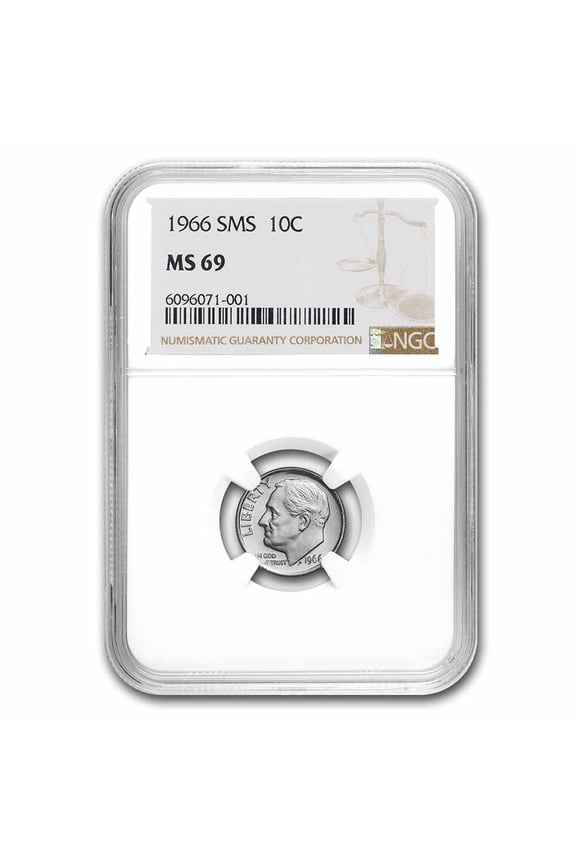 1966 Roosevelt Dime SMS MS-69 NGC