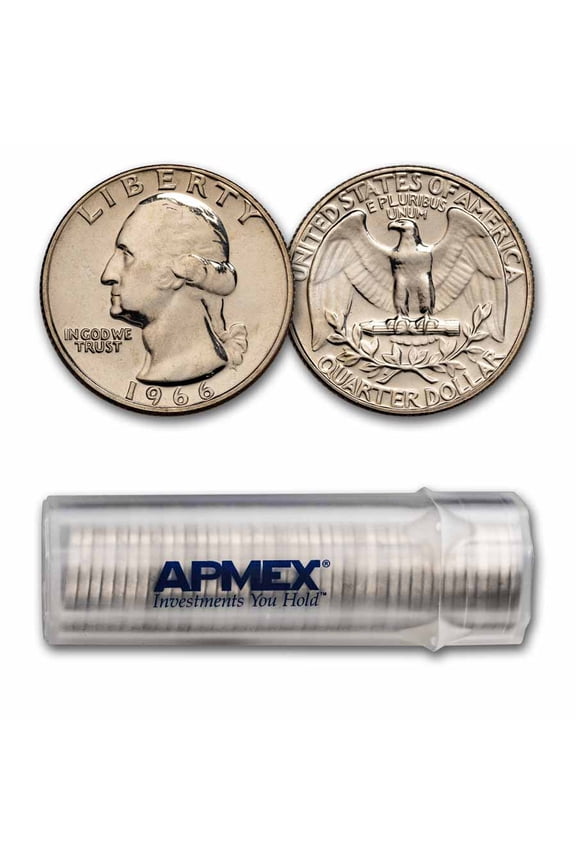 1966 SMS Washington Quarter 40-Coin Roll BU