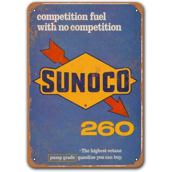 1966 Sunoco 260 Racing Fuel Highest Octane Gasoline Car Metal Tin Sign, Vintage Plaques Poster Bar Pub Retro Wall Decor 8x12 inch