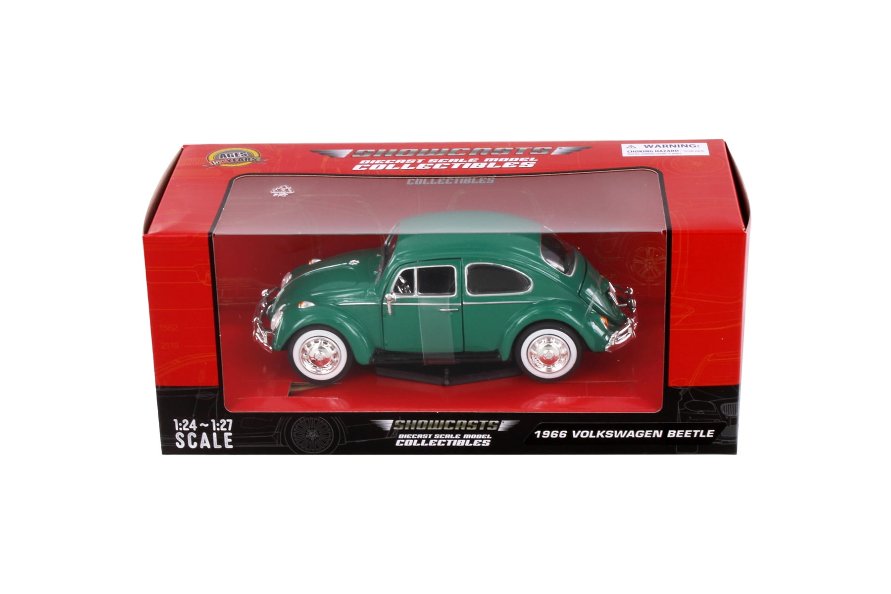 Detail Cars Volkswagen Beetle ミニカー 1966 Volkswagen Beetle Hardtop, Green - Showcasts 77223GN - 1/24
