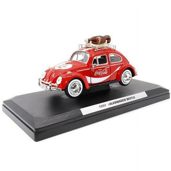 1966 Volkswagen Beetle Red Enjoy Coca-Cola with Roof Rack & Accessories 1-24 Diecast Model Car