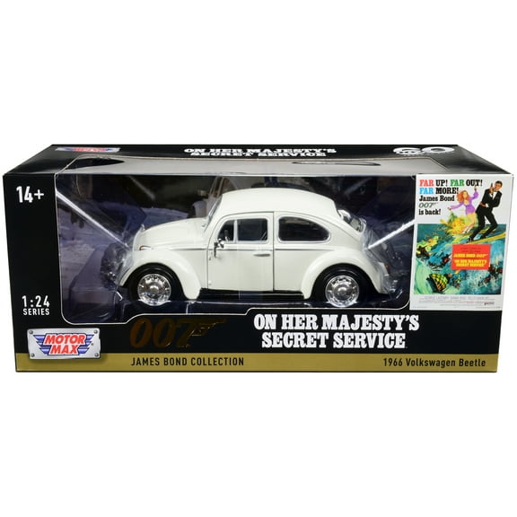 1966 Volkswagen Beetle White James Bond 007 "On Her Majesty's Secret Service" (1969) Movie 1/24 Diecast Model Car by Motormax