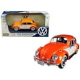 thumbnail image 1 of 1966 Volkswagen Classic Beetle with Rear Luggage Rack Orange 1/24 Diecast Model Car by Motormax, 1 of 1