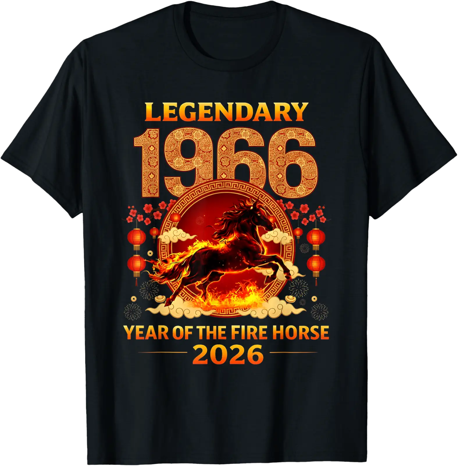 1966 Year Of The Fire Horse 60Th Birthday Chinese Zodiac T-Shirt Unisex ...