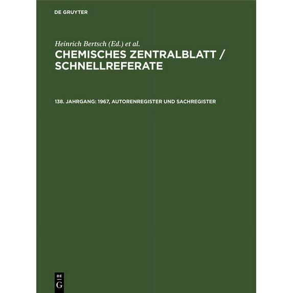 1967, Autorenregister Und Sachregister, (Hardcover)
