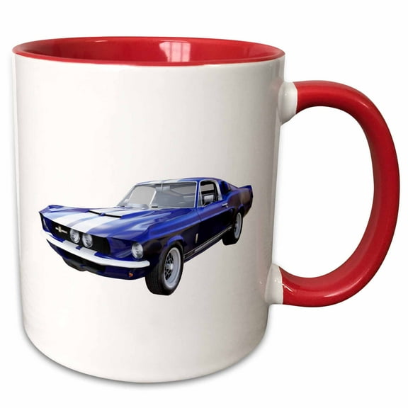 3drose, 1967 Blue Sports Car, 11oz Two-tone Red Mug