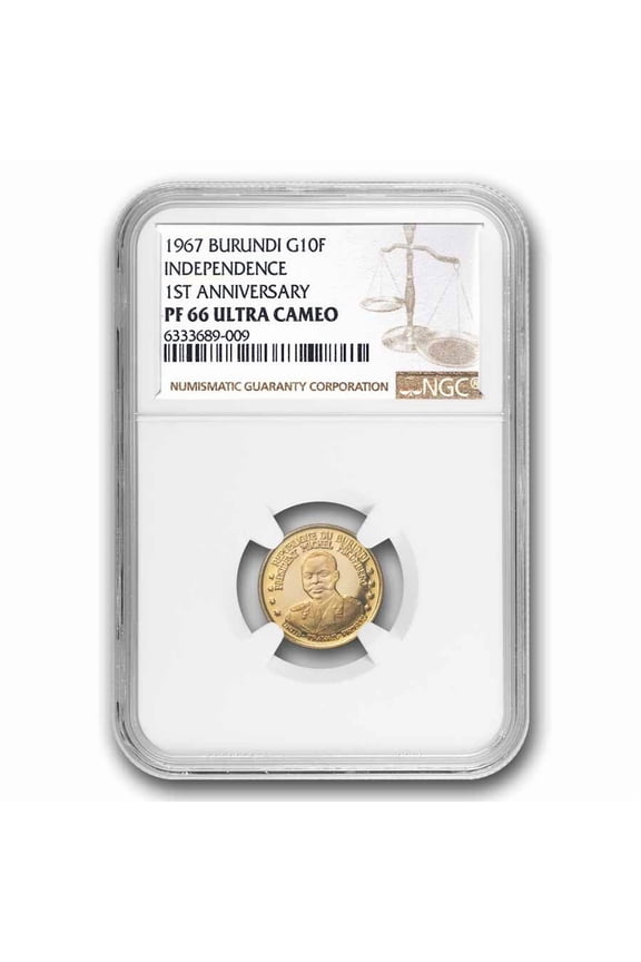 1967 Burundi Gold 10 Francs 1st Anniv. of Independence PF-66 NGC