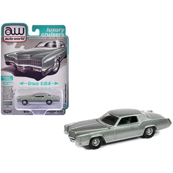 1967 Cadillac Eldorado Crystal Firemist Metallic with Green Interior "Luxury Cruisers" 1/64 Diecast Model Cars by Auto World