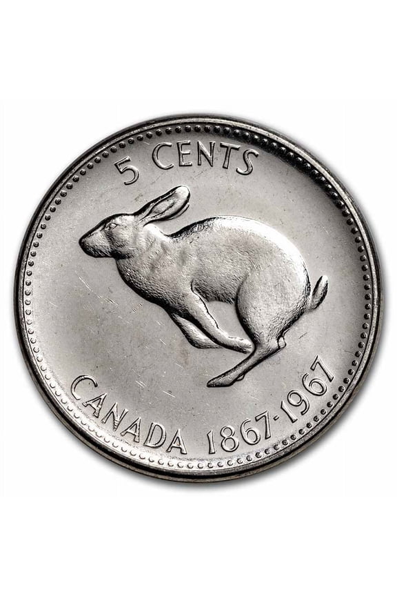 1967 Canada Nickel 5 Cents Rabbit BU/Prooflike