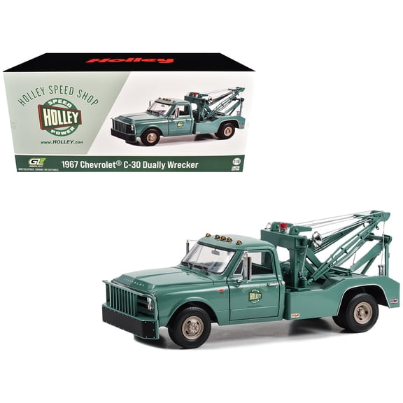 1967 Chevrolet C-30 Dually Wrecker Tow Truck "Holley Speed Shop" Green 1/18 Diecast Model by Greenlight