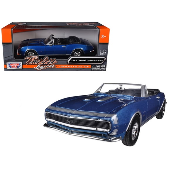 1967 Chevrolet Camaro SS Convertible Blue Metallic 1/24 Diecast Model Car by Motormax