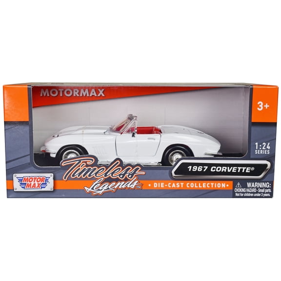 1967 Chevrolet Corvette C2 Convertible White with Red Interior "Timeless Legends" Series 1/24 Diecast Model Car by Motormax