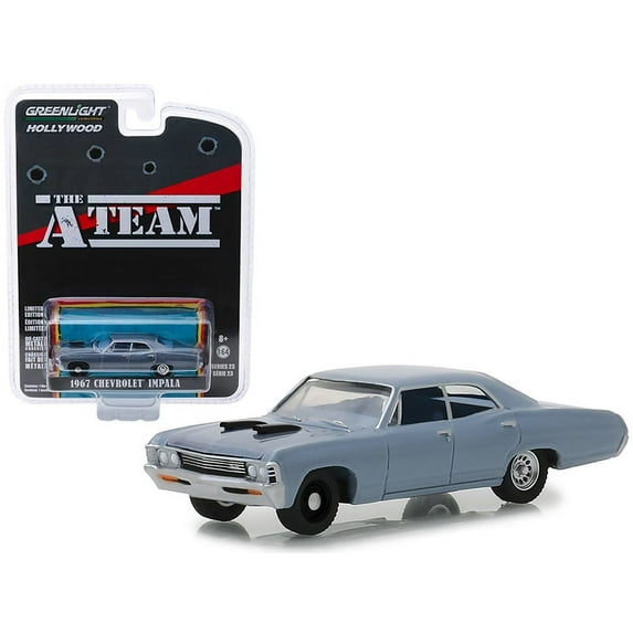 1967 Chevrolet Impala Silver Blue "The A-Team" (1983-1987) TV Series 1/64 Diecast Model Car by Greenlight