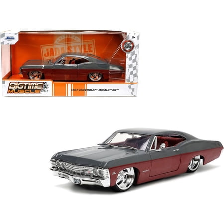 1967 Chevy Impala SS, Gray /Burgundy - Jada Toys 33864 - 1/24 scale Diecast Model Toy Car