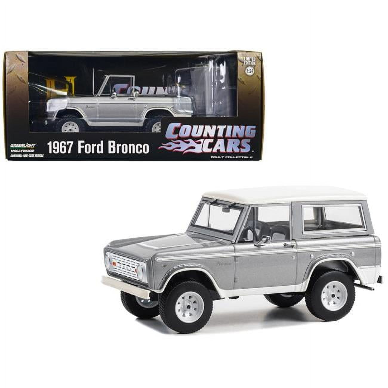 1967 Ford Bronco Silver Metallic with White Top "Counting Cars" (2012-Present) TV Series 1/24 Diecast Model Car by Greenlight