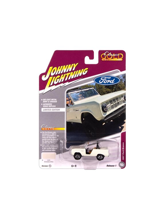 1967 Ford Bronco Wimbledon White "Classic Gold Collection" 1/64 Diecast Model Car by Johnny Lightning