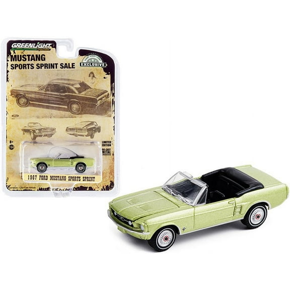 1967 Ford Mustang Convertible High Sports Sprint, Lime Gold - Greenlight 30215/48 - 1/64 scale Diecast Model Toy Car