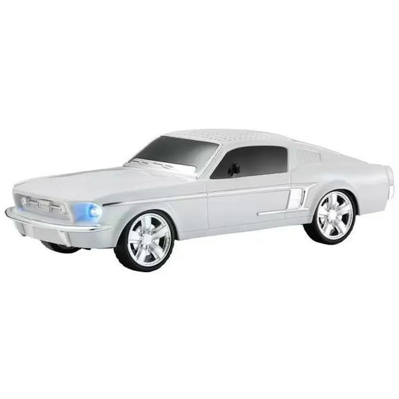 1967 Ford Mustang GT Fastback Muscle Car Bluetooth Wireless Speaker with LED Headlights - White