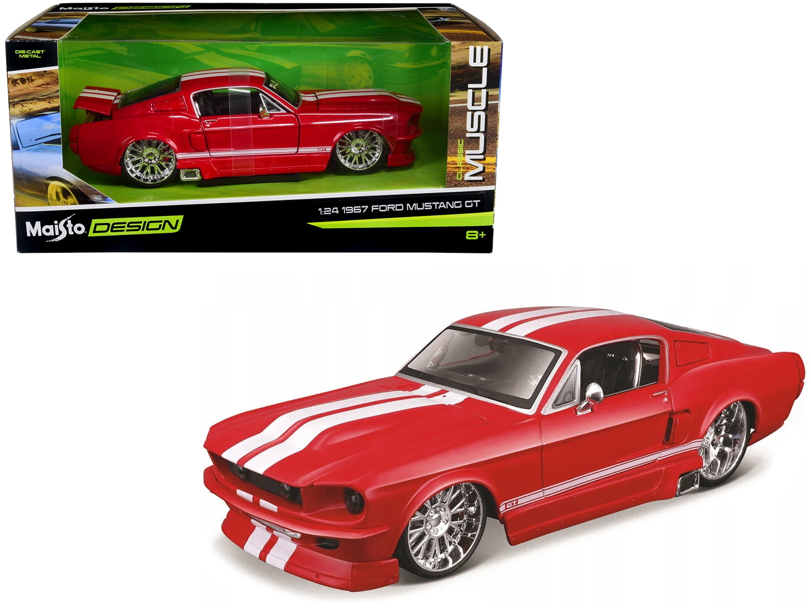 1967 Ford Mustang GT Red with White Stripes "Classic Muscle" "Maisto Design" Series 1/24 Diecast