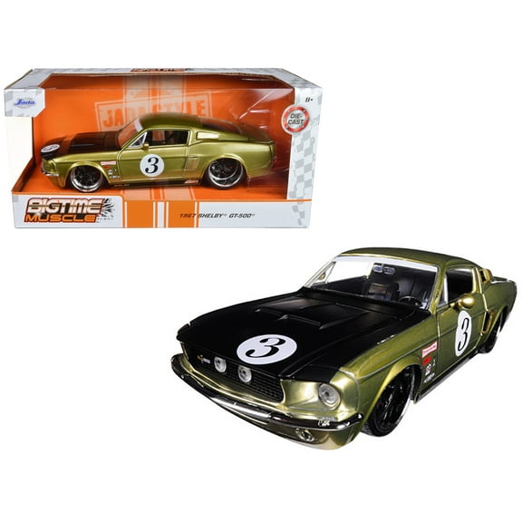 1967 Ford Shelby GT-500 #3 Gold with Matt Black Hood "Big Time Muscle" 1/24 Diecast Model Car by Jada
