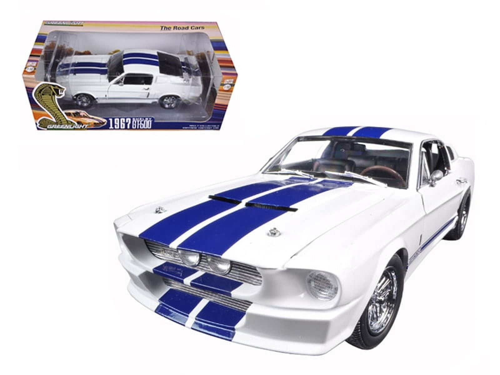 1967 Ford Shelby Mustang GT 500 White with Blue Stripes 1/18
