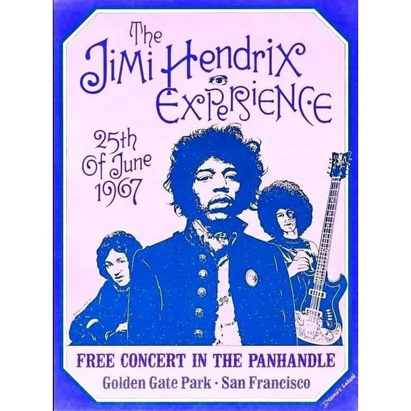 1967 Jimi Hendrix Concert poster Wall Art re -Print Handbill Handout 8x11in 11 x 17 Inch Poster