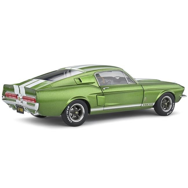 1967 Shelby GT500 with White Stripes 1 by 18 Scale Diecast Model Car, Lime Green Metallic