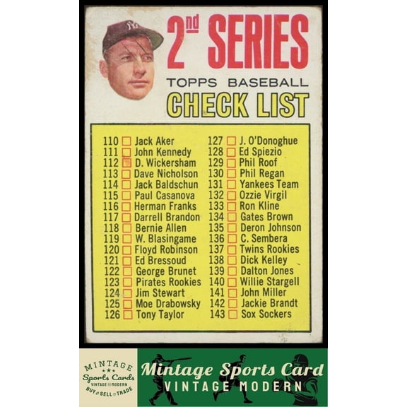 1967 Topps Checklist 110-196 Mickey Mantle CL DP COR #103 New York Yankees Baseball Card