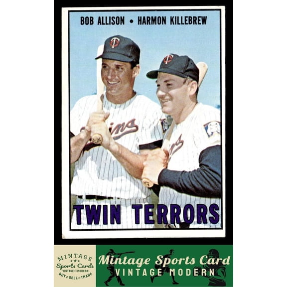 1967 Topps Twin Terrors Bob Allison Harmon Killebrew #334 Minnesota Twins Baseball Card