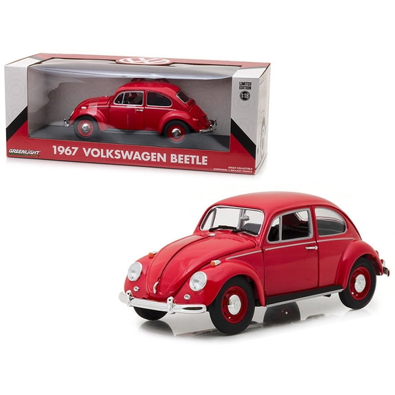 1967 Volkswagen Beetle Right Hand Drive Candy Apple Red 1/18 Diecast Model Car by Greenlight
