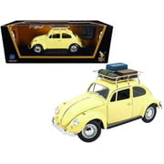 1967 Volkswagen Beetle with Roof Rack and Luggage Yellow 1 18 Diecast Model Car by Road Signature