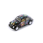 1967 Volkswagen Classic Beetle Hart Top w/Decals, Black - Kinsmart 7002DF - 1/24 Scale Diecast Car