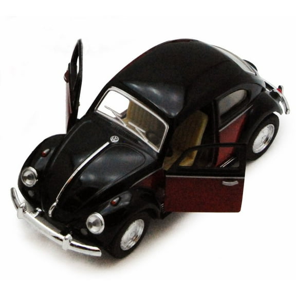 1967 Volkswagen Classical Beetle Hard Top, Black with Red - Kinsmart 5373D - 1/32 Scale Diecast Model Replica (Brand New, but NOT IN BOX)