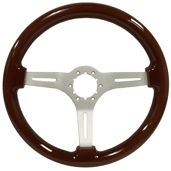 1968 -1982 Corvette Mahogany Wood Steering Wheel Brushed Center 14 inch Sport C3