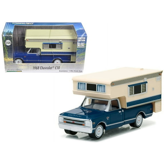 1968 Chevrolet C10 Cheyenne with Large Camper Hobby Exclusive 1/64 Diecast Model Car by Greenlight