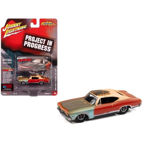 1968 Chevrolet Chevelle SS 396 Matador Red (Weathered) "Project in Progress" Series 1/64 Diecast Model Cars by Johnny Lightning