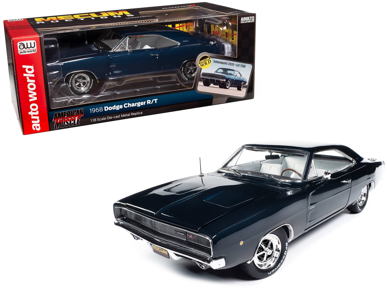 1968 Dodge Charger R/T Dark Blue Met w/White Interior & Stripe