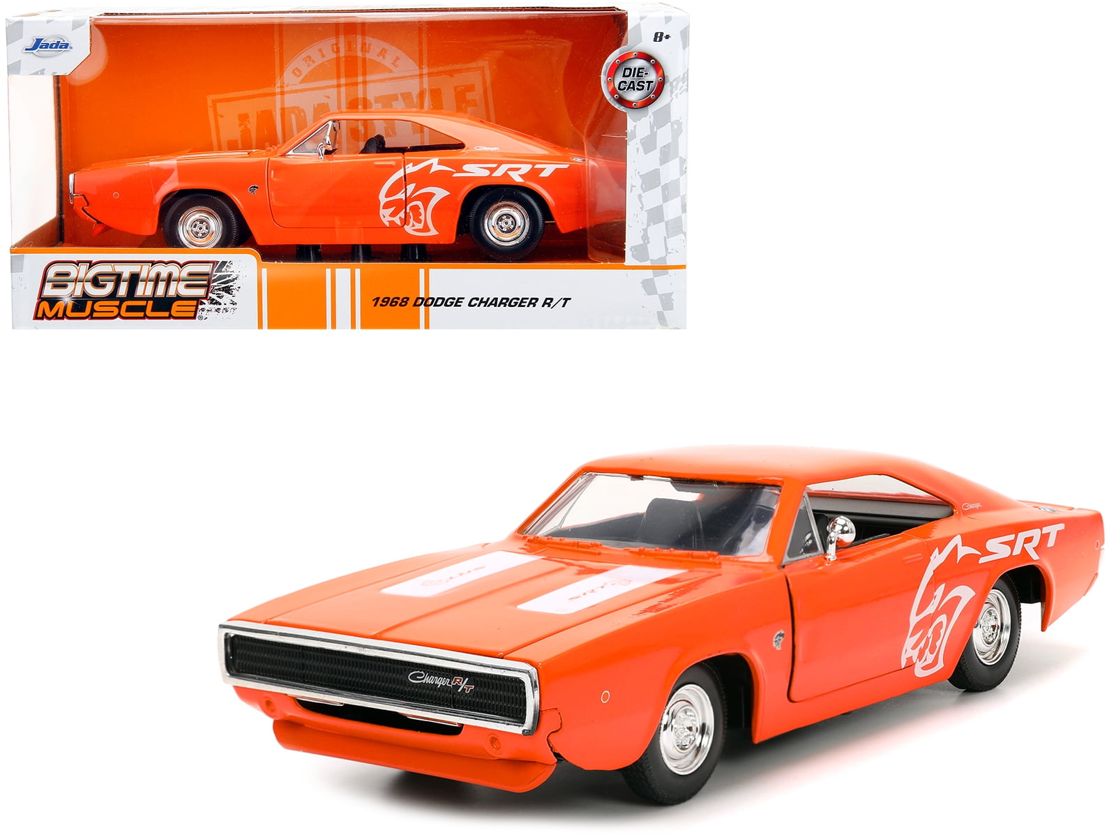 1968 Dodge Charger R T SRT Orange with White Stripes and Graphics