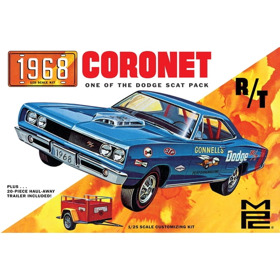 1968 Dodge Coronet Hardtop w/Trailer Skill 2 Model Kit