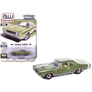 1968 Dodge Coronet R/T Medium Green Metallic with White Interior "Vintage Muscle" 1/64 Diecast Model Cars by Auto World