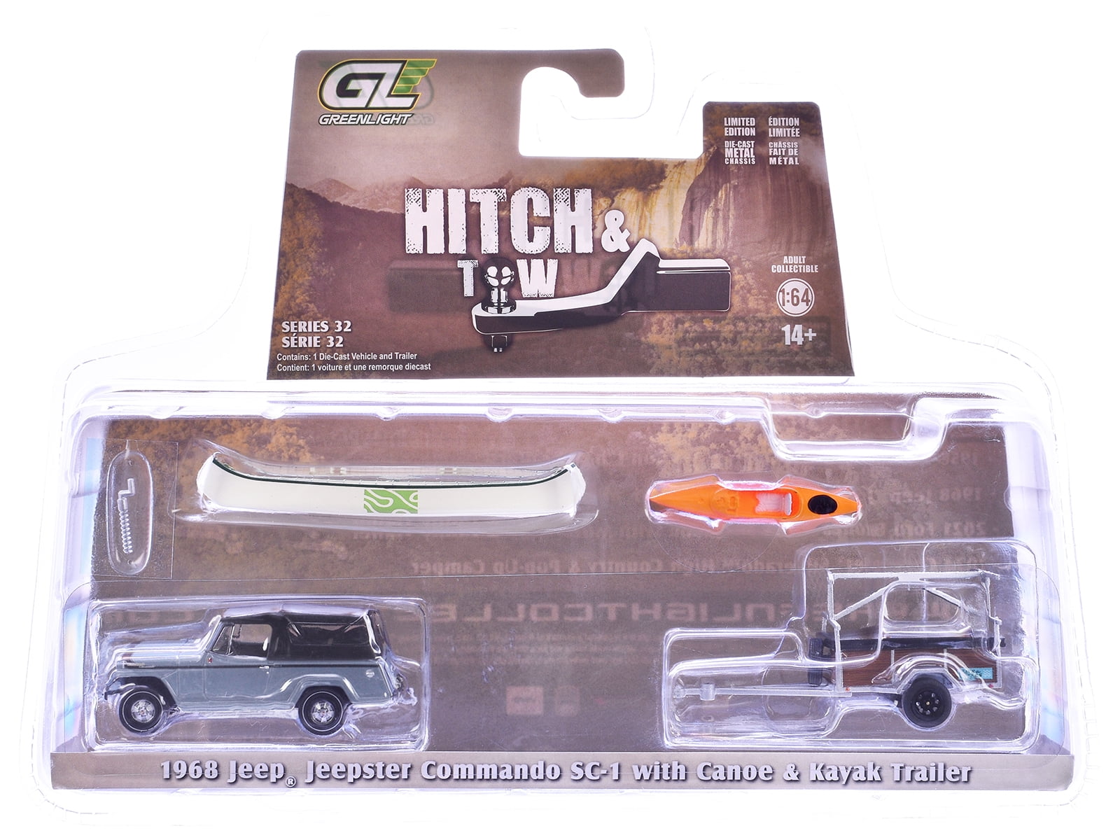 Greenlight 1/64 Scale 1988 GMC S-15 Sierra With Canoe Trailer – Hitch & Tow Series Diecast Model