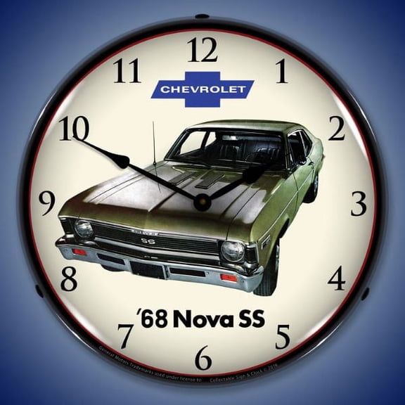 Collectable Sign and Clock 1968 Nova Super Sport LED Lighted Premium Wall Clock