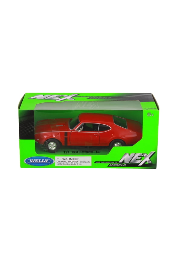 1968 Oldsmobile 442, Red - Welly 24024WR - 1/24 Scale Diecast Model Toy Car