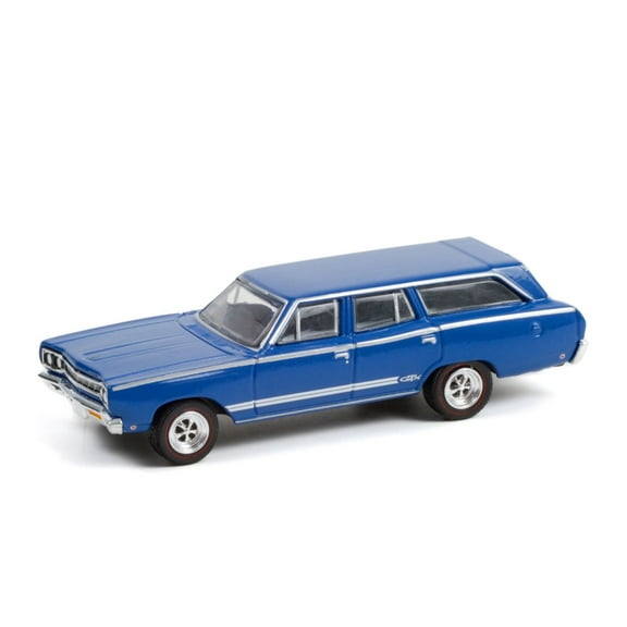 1968 Plymouth Satellite GTX Tribute, Blue with White and Silver Stripes - Greenlight 36040B/48 - 1/64 scale Diecast Model Toy Car
