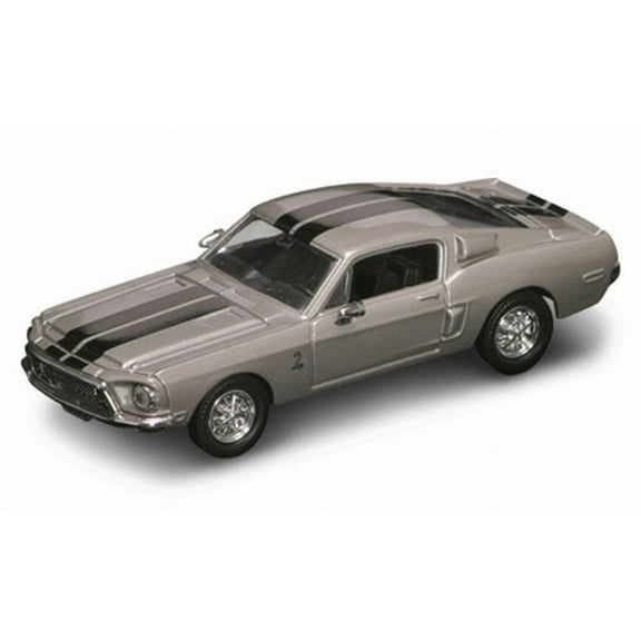 1968 Shelby GT 500-KR, Silver w/ Stripes - Yatming 94214 - 1/43 Scale Diecast Model Toy Car