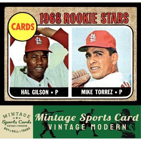 1968 Topps Baseball Card RC #162 Hal Gilson Mike Torrez St. Louis Cardinals
