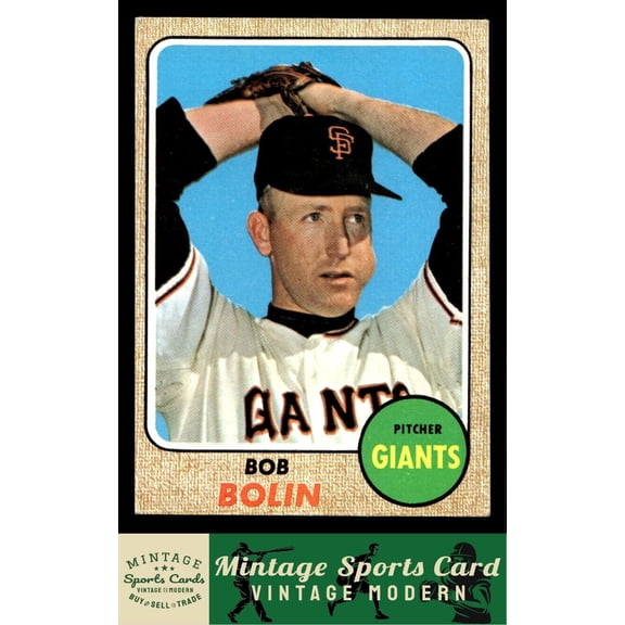 1968 Topps #169 Bob Bolin EX EX+ San Francisco Giants Baseball Card